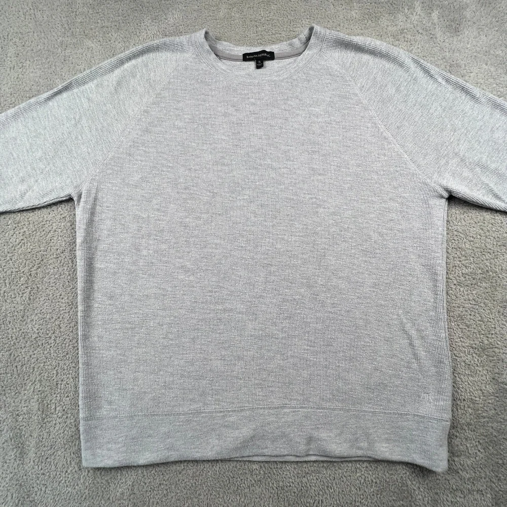 Banana Republic Sweatshirt Mens XL Gray Waffle Knit Raglan‎ Pullover Casual